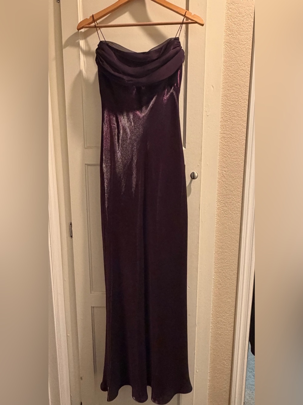 Deep Plum Evening Gown with beaded straps Size 3-4 Retro 2001